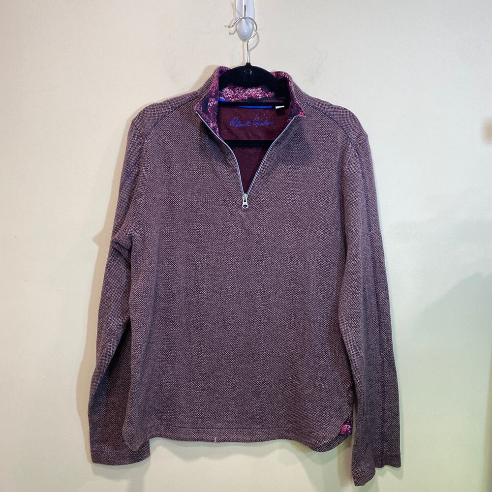 Robert Graham Purple   3/4 Zip Pullover Sweater Small